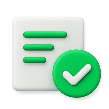 Icon of a report with green tick symbolising easy a clear accessibility audit trail