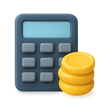 Icon of a calculator accompanied by pound coins symbolising smarter budgeting
